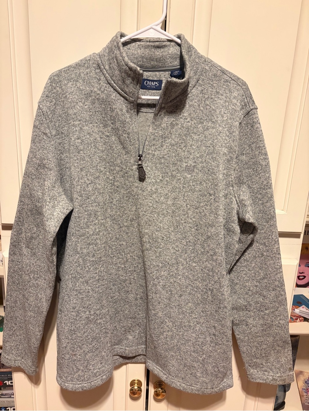 Chaps Men’s Heather Light Gray Half-Zip Sweater